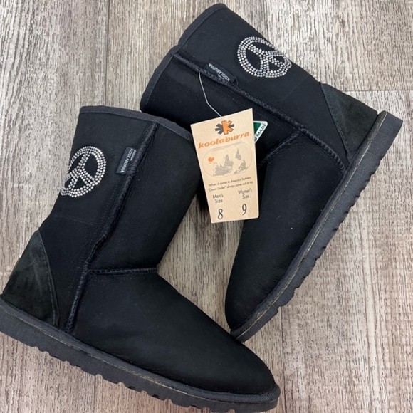 Koolaburra Shoes Koolaburra By Ugg Black Peace Sign Australian Sheepskin Boots Black 9m 302